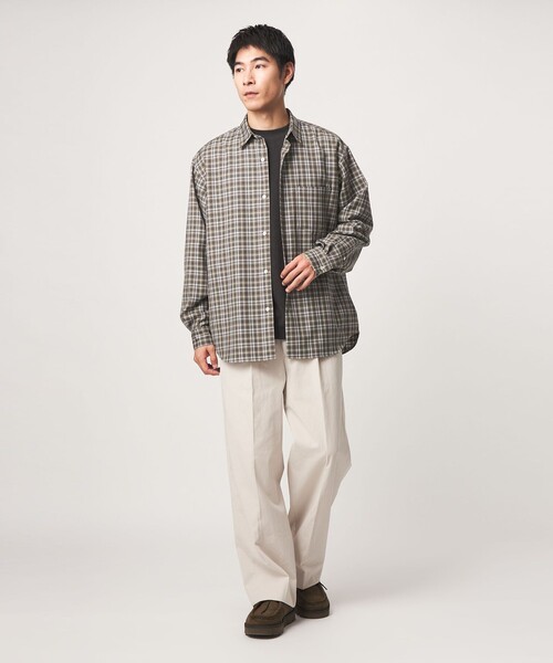 green label relaxing(グリーンレーベルリラクシング)の「ウォッシャブル ビエラチェック ジャストルーズ 長袖 シャツ(シャツ/ブラウス・メンズ・グレー/ダークグリーン/コバルトブルー・XL/S/M/L)」の9枚目の写真