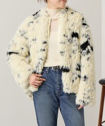 ネコ耳ハートロゴ刺繍ZIPショートファーコート（その他アウター
