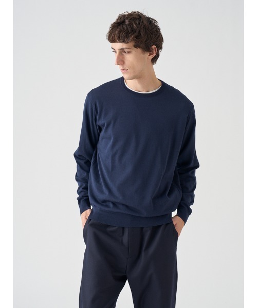 JOHN SMEDLEY(ジョンスメドレー)の「クルーネック長袖ニットプルオーバー(ニット/セーター・メンズ・ダークネイビー・S/L/M)」の1枚目の写真