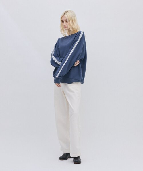 CIAOPANIC TYPY(チャオパニックティピー)の「【 FILA 別注 】レースドッキング裏毛オフショルダースウェット(スウェット・レディース・ネイビー/グレー・MEDIUM)」の16枚目の写真