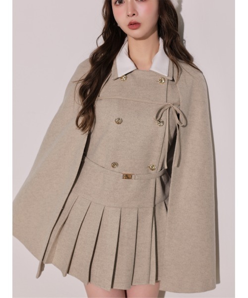 M me eme（エムミーエメ）の「Classical ribbon belted cape coat(eme11105)（その他アウター・レディース・ベージュ/ブラック・FREE）」の4枚目の写真