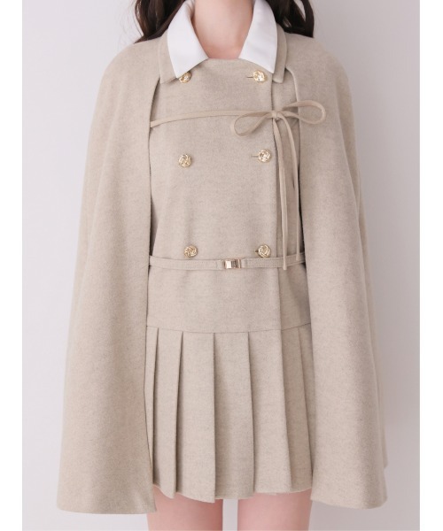 M me eme（エムミーエメ）の「Classical ribbon belted cape coat(eme11105)（その他アウター・レディース・ベージュ/ブラック・FREE）」の9枚目の写真
