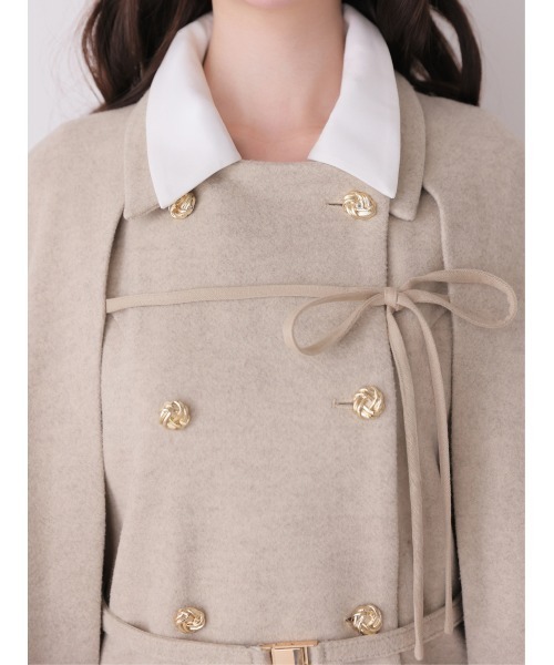 M me eme（エムミーエメ）の「Classical ribbon belted cape coat(eme11105)（その他アウター・レディース・ベージュ/ブラック・FREE）」の13枚目の写真