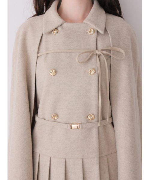 M me eme（エムミーエメ）の「Classical ribbon belted cape coat(eme11105)（その他アウター・レディース・ベージュ/ブラック・FREE）」の12枚目の写真