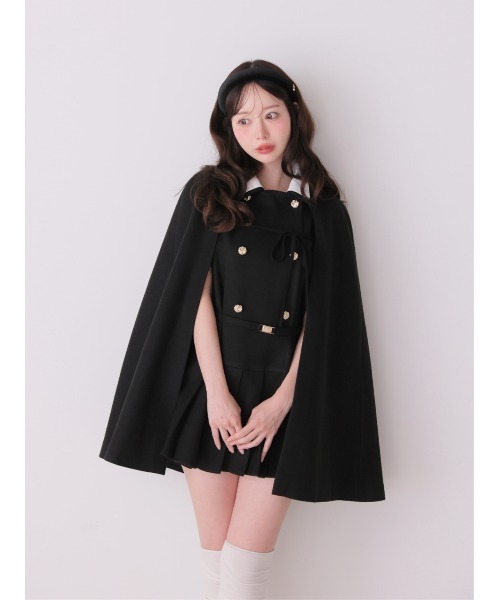 M me eme（エムミーエメ）の「Classical ribbon belted cape coat(eme11105)（その他アウター・レディース・ベージュ/ブラック・FREE）」の7枚目の写真