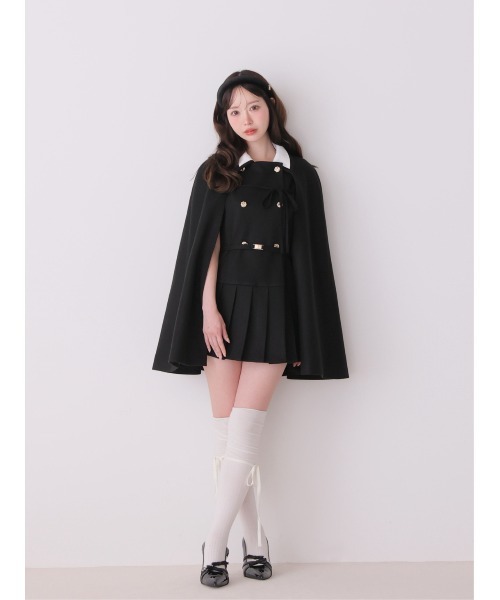 M me eme（エムミーエメ）の「Classical ribbon belted cape coat(eme11105)（その他アウター・レディース・ベージュ/ブラック・FREE）」の8枚目の写真