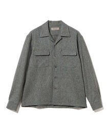 QUATTROCCHI / ウールミックス ネップ オープンカラー シャツ