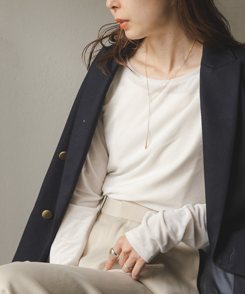 Noble(ノーブル)の「シアーベロアジャージーTOPS(Tシャツ/カットソー・レディース・モカ/ホワイト系その他/ピンク系その他・FREE)」の1枚目の写真