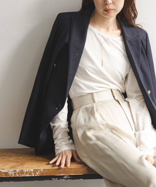 Noble(ノーブル)の「シアーベロアジャージーTOPS(Tシャツ/カットソー・レディース・モカ/ホワイト系その他/ピンク系その他・FREE)」の5枚目の写真