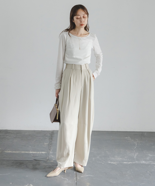Noble(ノーブル)の「シアーベロアジャージーTOPS(Tシャツ/カットソー・レディース・モカ/ホワイト系その他/ピンク系その他・FREE)」の7枚目の写真