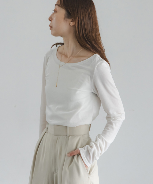 Noble(ノーブル)の「シアーベロアジャージーTOPS(Tシャツ/カットソー・レディース・モカ/ホワイト系その他/ピンク系その他・FREE)」の10枚目の写真
