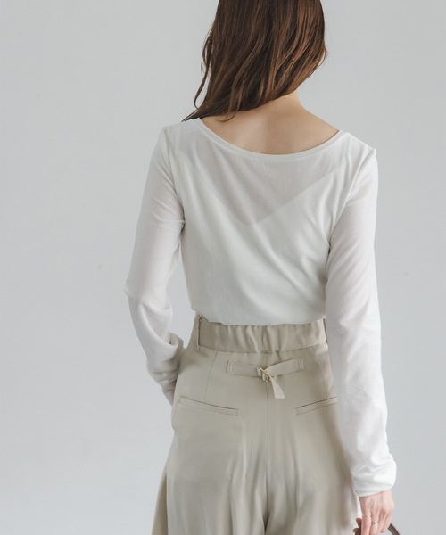 Noble(ノーブル)の「シアーベロアジャージーTOPS(Tシャツ/カットソー・レディース・モカ/ホワイト系その他/ピンク系その他・FREE)」の11枚目の写真