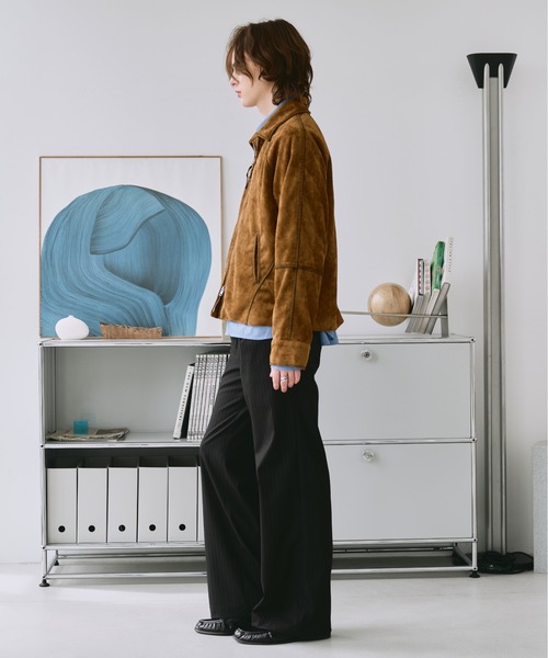 SELLE GLANT(セレグランテ)の「SUEDE-LIKE DOUBLE-ZIP JACKETT / スエードライクダブルジップジャケット(ブルゾン・メンズ・ダークブラウン/チャコールグレー/ブラック/キャメル/アイボリー・LARGE/SMALL/MEDIUM)」の8枚目の写真