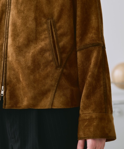 SELLE GLANT(セレグランテ)の「SUEDE-LIKE DOUBLE-ZIP JACKETT / スエードライクダブルジップジャケット(ブルゾン・メンズ・ダークブラウン/チャコールグレー/ブラック/キャメル/アイボリー・LARGE/SMALL/MEDIUM)」の12枚目の写真