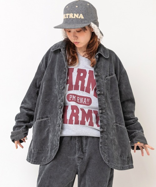 RNA(アールエヌエー)の「J2209 ウォッシュドコードチャイナジャケット(ノーカラージャケット・レディース・インディゴブルー/スミクロ・MEDIUM)」の1枚目の写真