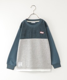 ikka | ワッフルモール裏起毛コンビトレーナー（120~160cm）(スウェット)