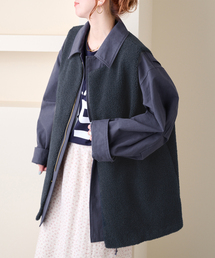 【ZOZO先行販売】《2枚セット》Gleamy / グリーミー ミリタリーコート+ボアベスト