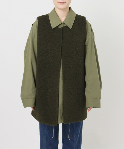 B.C STOCK（ベーセーストック）の「【ZOZO先行販売】《2枚セット》Gleamy / グリーミー  ミリタリーコート+ボアベスト（その他アウター・レディース・カーキ/ブラック/ネイビー・FREE）」の21枚目の写真