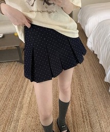 ドット柄 プリーツミニスカート