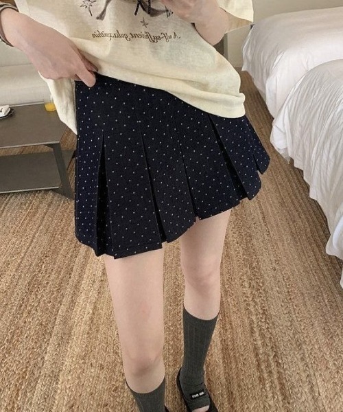 Ritzy(リッツィー)の「ドット柄 プリーツミニスカート(スカート・レディース・ドット・M)」の1枚目の写真