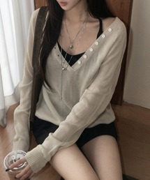 ニットVネックトップス