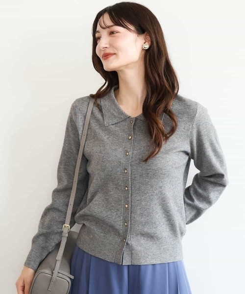 MK MICHEL KLEIN（エムケーミッシェルクラン）の「[洗える]衿付きニットカーディガン（カーディガン/ボレロ・レディース・レッド/グレー・38）」の17枚目の写真