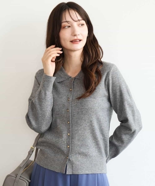MK MICHEL KLEIN（エムケーミッシェルクラン）の「[洗える]衿付きニットカーディガン（カーディガン/ボレロ・レディース・レッド/グレー・38）」の18枚目の写真