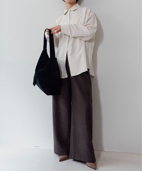 on:nue(オンニュ)の「【on:nue】メランジタックワイドパンツ/26-27 AW COLLECTION(その他パンツ・レディース・ベージュ/グレー/ブラウン・MEDIUM/SMALL)」の7枚目の写真