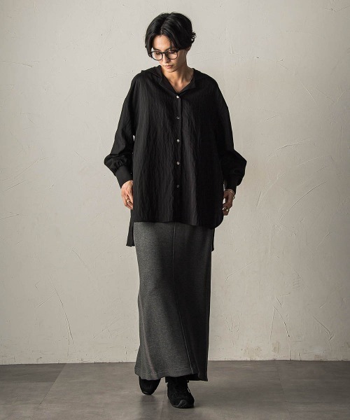 MAYSON GREY(メイソングレイ)の「ストライプドッキング袖リブフーディーシャツ(シャツ/ブラウス・レディース・ブラック系その他/ダークベージュ・M)」の7枚目の写真