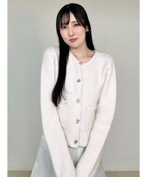 ダブルフェイスノーカラーカーディガン
