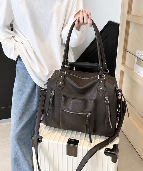 ammy.(エイミードット)の「【 ammy. / エイミードット 】フロントジップ マルチポケット 2WAY トートバッグ / ショルダーバッグ(トートバッグ・レディース・ダークブラウン/ブラック・FREE)」の3枚目の写真