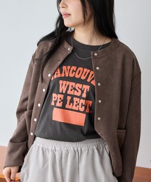 LAVEANGE（ラビアンジェ）の「カレッジロゴプリントロンT|綿100% ゆったり 大きいサイズ 長袖Tシャツ（Tシャツ/カットソー）」