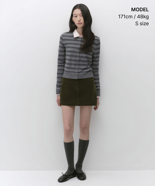 MUSINSA STANDARD WOMAN（ムシンサスタンダードウーマン）の「ウィメンズマルチストライプラウンドネックカーディガン[グレー]（カーディガン/ボレロ・レディース・その他・SMALL/MEDIUM/LARGE/X-SMALL）」の2枚目の写真