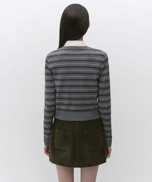 MUSINSA STANDARD WOMAN（ムシンサスタンダードウーマン）の「ウィメンズマルチストライプラウンドネックカーディガン[グレー]（カーディガン/ボレロ・レディース・その他・SMALL/MEDIUM/LARGE/X-SMALL）」の3枚目の写真