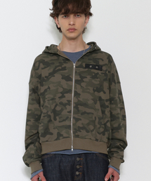 レザーポイントフードジップアップ CAMO