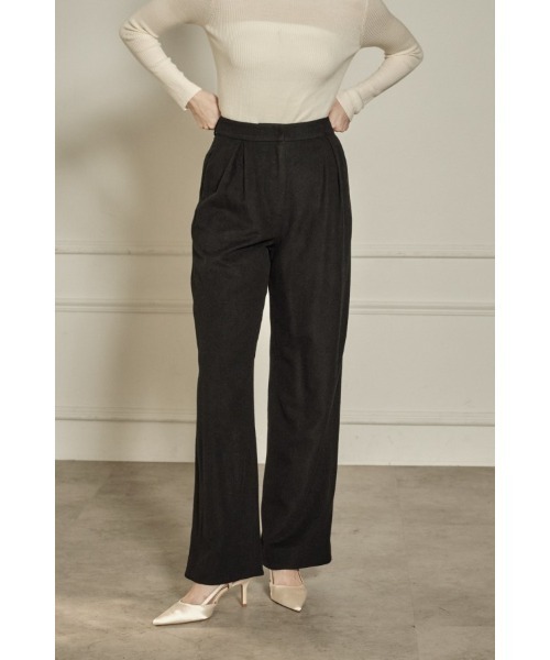 ERADIE(エラディエ)の「Wool Blend Semi-Wide Pants ウールブレンドセミワイドパンツ(スラックス・レディース・ブラック/キャメル/グレー系・SMALL/MEDIUM)」の2枚目の写真