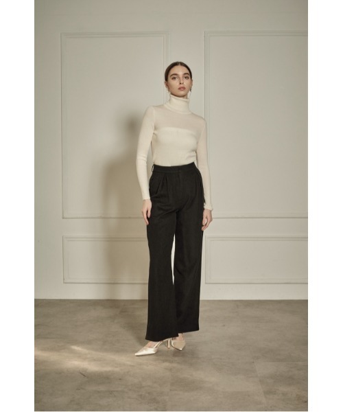 ERADIE(エラディエ)の「Wool Blend Semi-Wide Pants ウールブレンドセミワイドパンツ(スラックス・レディース・ブラック/キャメル/グレー系・SMALL/MEDIUM)」の19枚目の写真