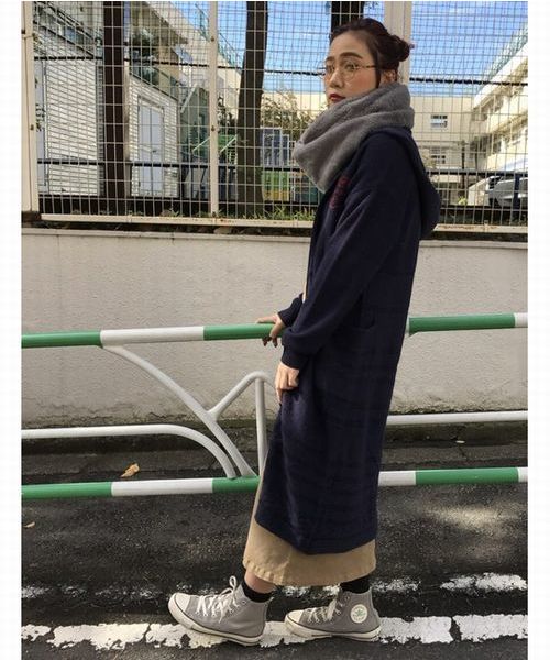 AVIREX(アヴィレックス)の「avirex/ アヴィレックス/ EMBLEM HOOD LONG CARDIGAN/ エンブレム フード ロング カーディガン(カーディガン/ボレロ・レディース・ネイビー/アイボリー・FREE)」の14枚目の写真