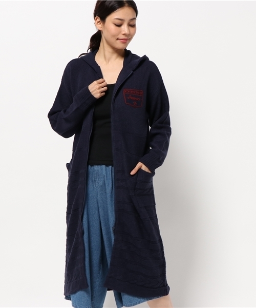 AVIREX(アヴィレックス)の「avirex/ アヴィレックス/ EMBLEM HOOD LONG CARDIGAN/ エンブレム フード ロング カーディガン(カーディガン/ボレロ・レディース・ネイビー/アイボリー・FREE)」の13枚目の写真