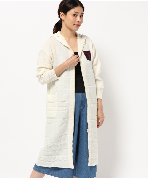AVIREX(アヴィレックス)の「avirex/ アヴィレックス/ EMBLEM HOOD LONG CARDIGAN/ エンブレム フード ロング カーディガン(カーディガン/ボレロ・レディース・ネイビー/アイボリー・FREE)」の15枚目の写真