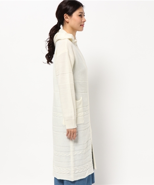 AVIREX(アヴィレックス)の「avirex/ アヴィレックス/ EMBLEM HOOD LONG CARDIGAN/ エンブレム フード ロング カーディガン(カーディガン/ボレロ・レディース・ネイビー/アイボリー・FREE)」の4枚目の写真