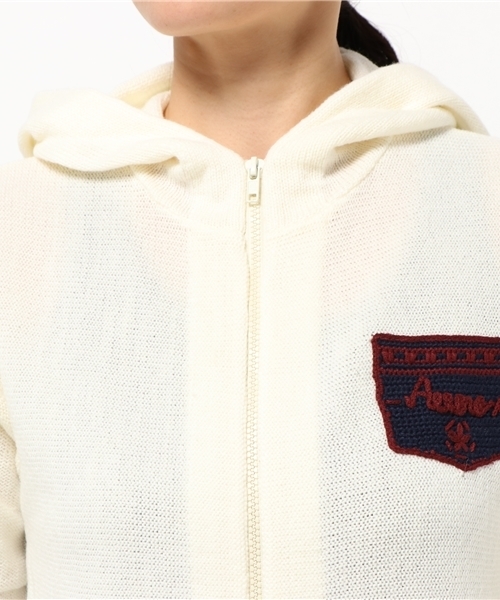 AVIREX(アヴィレックス)の「avirex/ アヴィレックス/ EMBLEM HOOD LONG CARDIGAN/ エンブレム フード ロング カーディガン(カーディガン/ボレロ・レディース・ネイビー/アイボリー・FREE)」の6枚目の写真