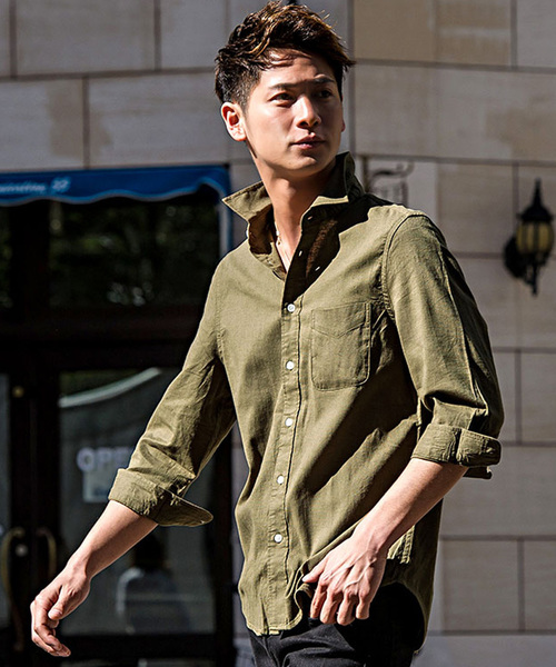 Vicci（ビッチ）の「『SILVER BULLET SELECT AP/シルバーバレットセレクト』7分袖綿麻シャツ（シャツ/ブラウス・メンズ・ネイビー/ロイヤルブルー/モスグリーン/ブルー/ターコイズブルー/カーキ/ブルー系その他/ブラック/ブルー系その他2/ライトピンク/ワインレッド/ライトイエロー/グレー/ホワイト/オレンジ/ホワイト系その他/ブルー系その他3/ベージュ系その他/ピンク系1・M/L）」の6枚目の写真