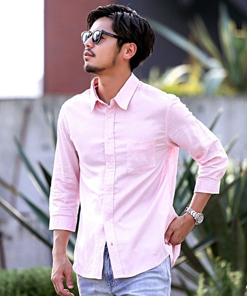 Vicci（ビッチ）の「『SILVER BULLET SELECT AP/シルバーバレットセレクト』7分袖綿麻シャツ（シャツ/ブラウス・メンズ・ネイビー/ロイヤルブルー/モスグリーン/ブルー/ターコイズブルー/カーキ/ブルー系その他/ブラック/ブルー系その他2/ライトピンク/ワインレッド/ライトイエロー/グレー/ホワイト/オレンジ/ホワイト系その他/ブルー系その他3/ベージュ系その他/ピンク系1・M/L）」の17枚目の写真