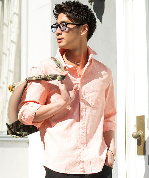 Vicci（ビッチ）の「『SILVER BULLET SELECT AP/シルバーバレットセレクト』7分袖綿麻シャツ（シャツ/ブラウス・メンズ・ネイビー/ロイヤルブルー/モスグリーン/ブルー/ターコイズブルー/カーキ/ブルー系その他/ブラック/ブルー系その他2/ライトピンク/ワインレッド/ライトイエロー/グレー/ホワイト/オレンジ/ホワイト系その他/ブルー系その他3/ベージュ系その他/ピンク系1・M/L）」の19枚目の写真