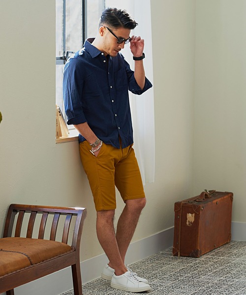 Vicci（ビッチ）の「『SILVER BULLET SELECT AP/シルバーバレットセレクト』7分袖綿麻シャツ（シャツ/ブラウス・メンズ・ネイビー/ロイヤルブルー/モスグリーン/ブルー/ターコイズブルー/カーキ/ブルー系その他/ブラック/ブルー系その他2/ライトピンク/ワインレッド/ライトイエロー/グレー/ホワイト/オレンジ/ホワイト系その他/ブルー系その他3/ベージュ系その他/ピンク系1・M/L）」の21枚目の写真