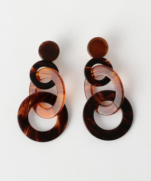 Another Edition（アナザーエディション）の「Marbleアクリルイヤリング（イヤリング・レディース・オフホワイト/ブラウン/レッド・FREE）」の3枚目の写真