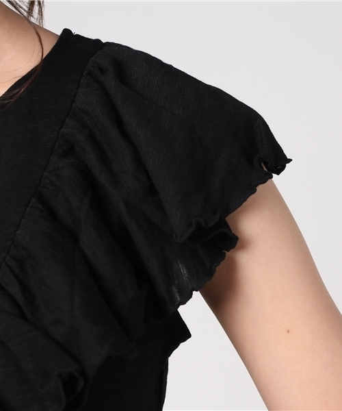 Khaju（カージュ）の「Khaju:フリルカット（Tシャツ/カットソー・レディース・ブラック/ナチュラル/レッド・ONE SIZE）」の8枚目の写真