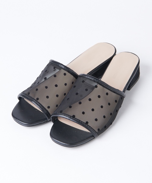 natural couture（ナチュラルクチュール）の「ドットチュールミュールサンダル（サンダル・レディース・オフホワイト/ブラック・M/L）」の7枚目の写真