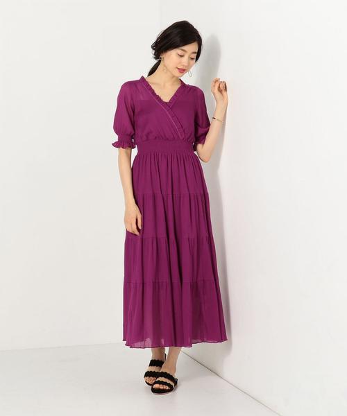 Jewel Changes（ジュエルチェンジズ）の「JC Cヨウリュウ 切替 マキシワンピース（ワンピース・レディース・パープル/イエロー・36/38）」の14枚目の写真